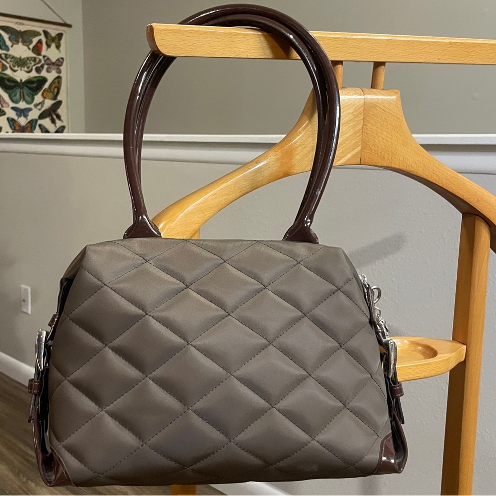 My Flat in London Quilted Brown Satchel Bag | Charlotte Olympia | New - Picture 11 of 15
